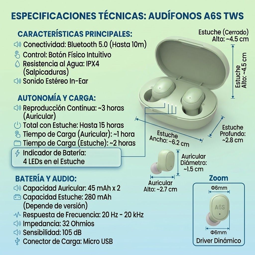 audífonos a6s tws